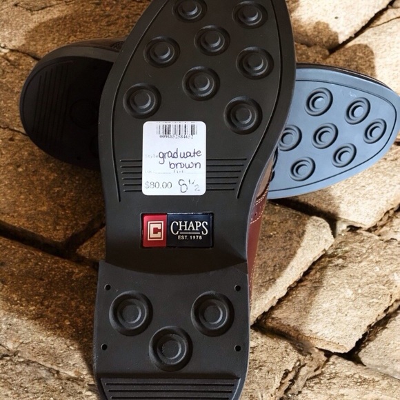 Men's Chaps Brown Leather Oxford Dress Shoes sz 8.5 NWT - Picture 6 of 6